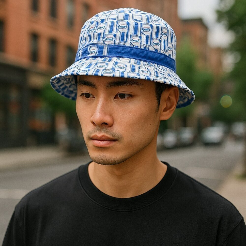 Bud Light Beer Bucket Hat Logo Adult One Size Soft Brim White Blue Fun Party